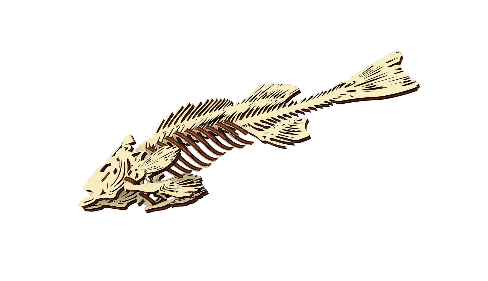 Laser Cut Fish Svg File Skeleton Laser Files Fish Etsy