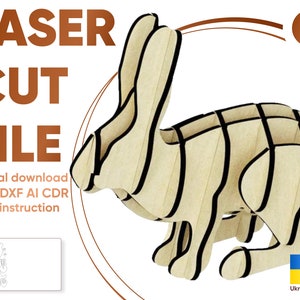 Puzzle 3D lapin - fichier découpé au laser SVG, plan numérique de fichier laser de Pâques