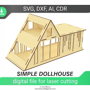 Dollhouse svg laser files Glowforge pattern, dollhouse dxf files for laser cut