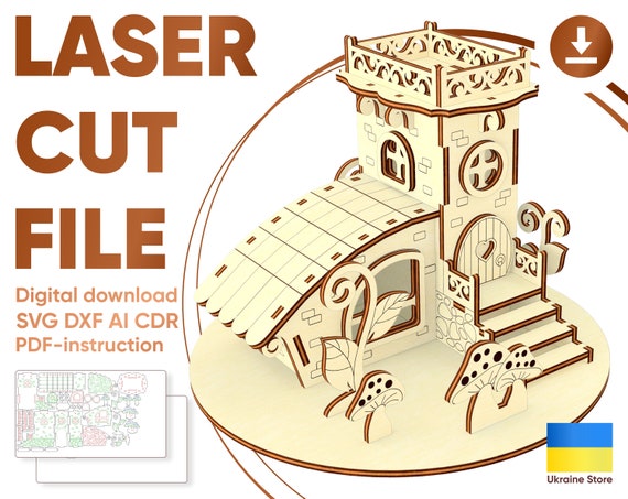 Mushroom Fairy House 3d Laser Cut Design Miniature Dollhouse Plan for Laser Cutting Machines Etsy Canada