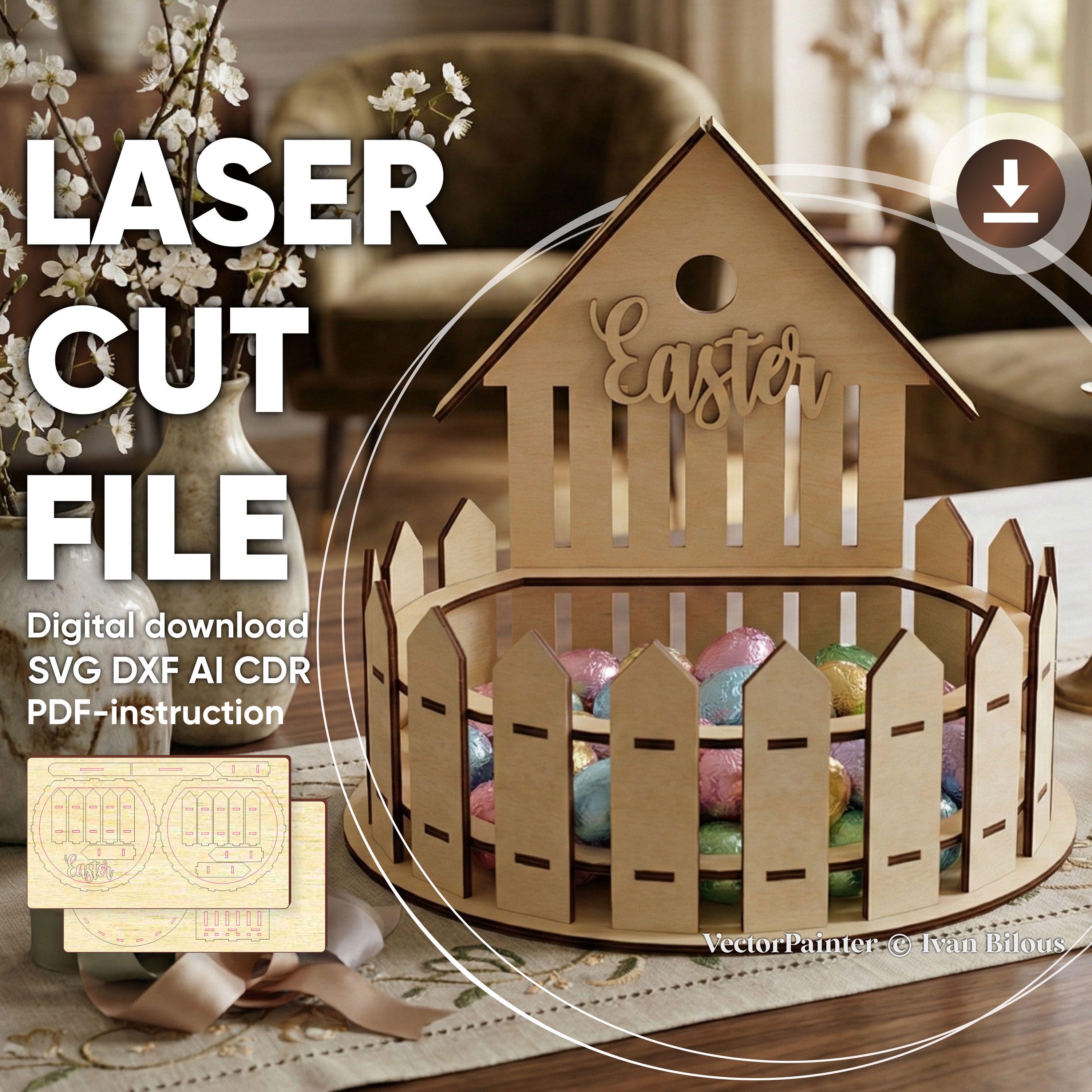 Wooden Easter Basket - SVG Laser Cut File, Candy Box Digital Plan ...