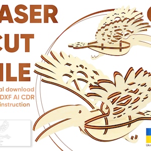Ornement oiseau - fichier SVG découpé au laser, modèle Glowforge pour laser, fichier numérique