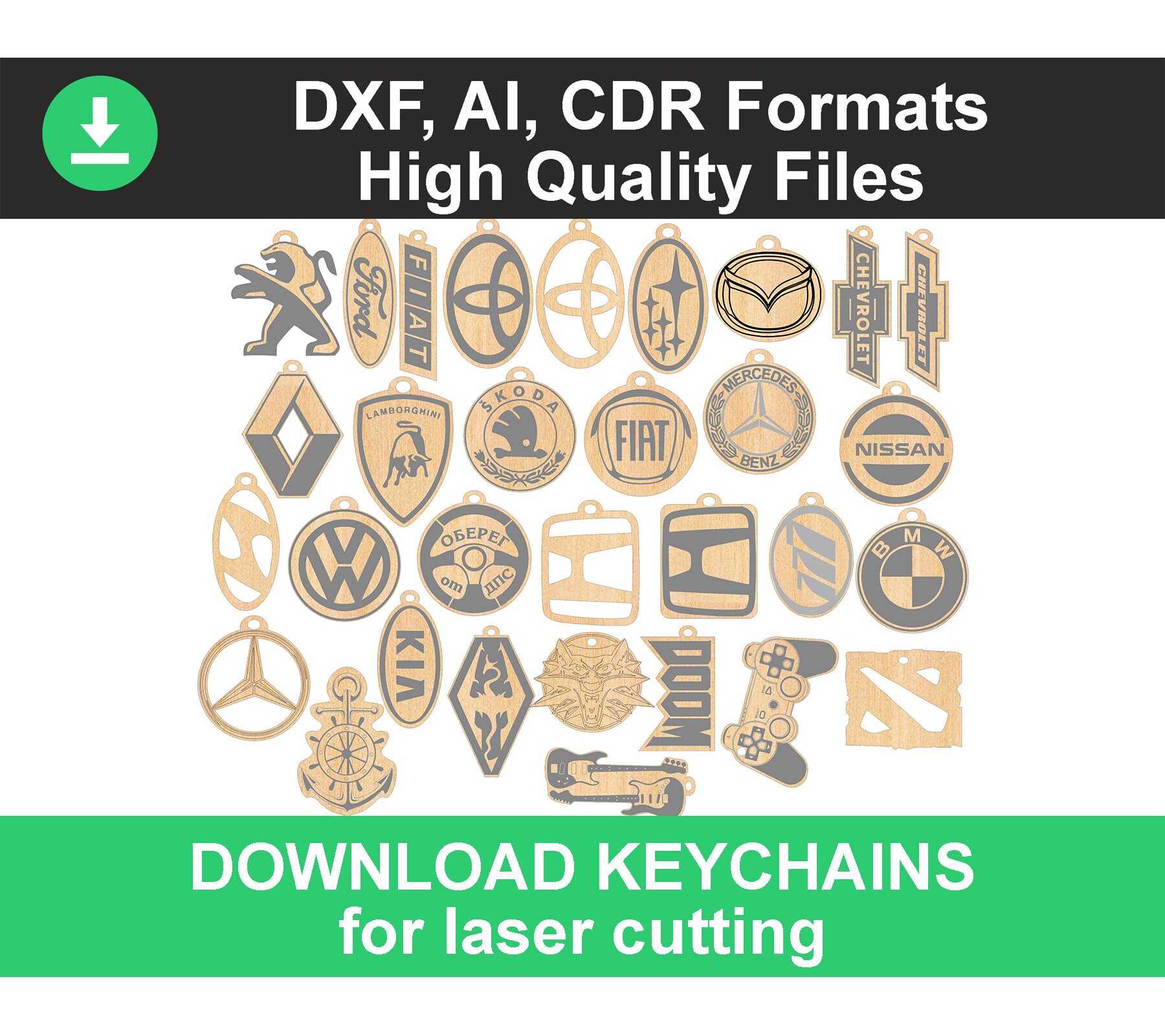 Download Laser Cut Keychain Svg Glowforge File Dxf Key Template Plywood Etsy