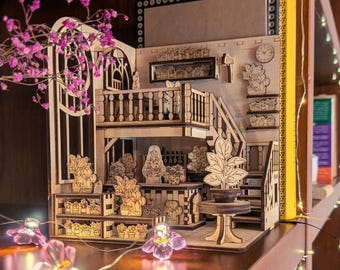 Greenhouse Book Nook – Laser Cut File, DIY Diorama Plywood Project - Digital Download