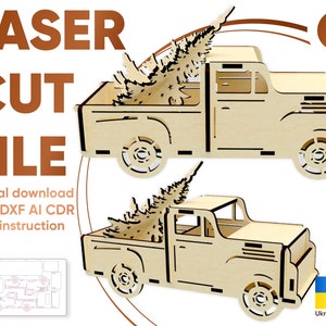 Weihnachtstruck - Laser geschnitten Datei, SVG Weihnachten Sperrholz Modell Plan