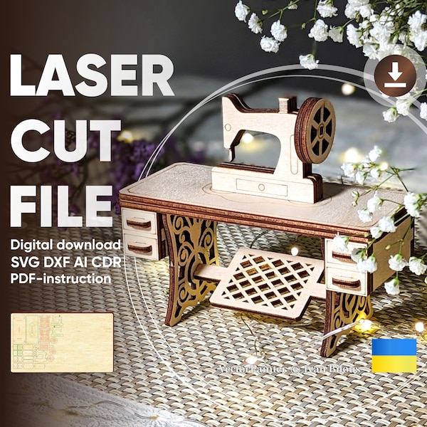 Nähmaschine - SVG Laserdatei, Pläne für Laserschneidemaschinen & Glowforge Nähmaschinen