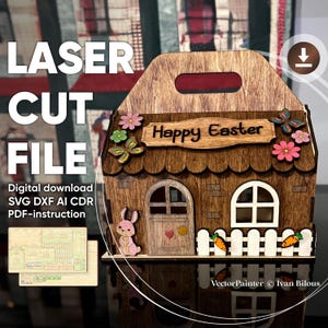 Caja de dulces de Pascua: archivos láser SVG, patrón Glowforge, diseño de caja de Pascua cortado con láser, archivo digital