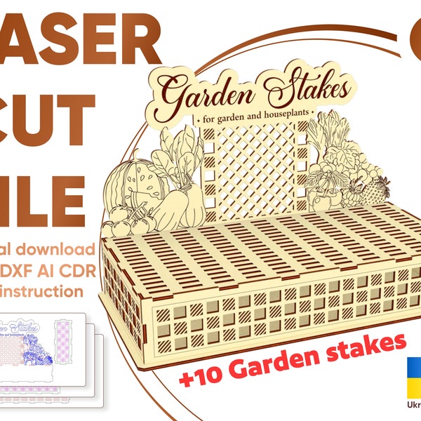 Garden stakes stand - laser cut file, digital pattern