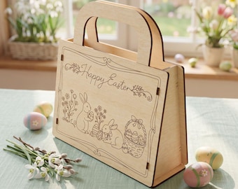 Easter Gift Bag Laser Cut File, Bunny Treat Box SVG