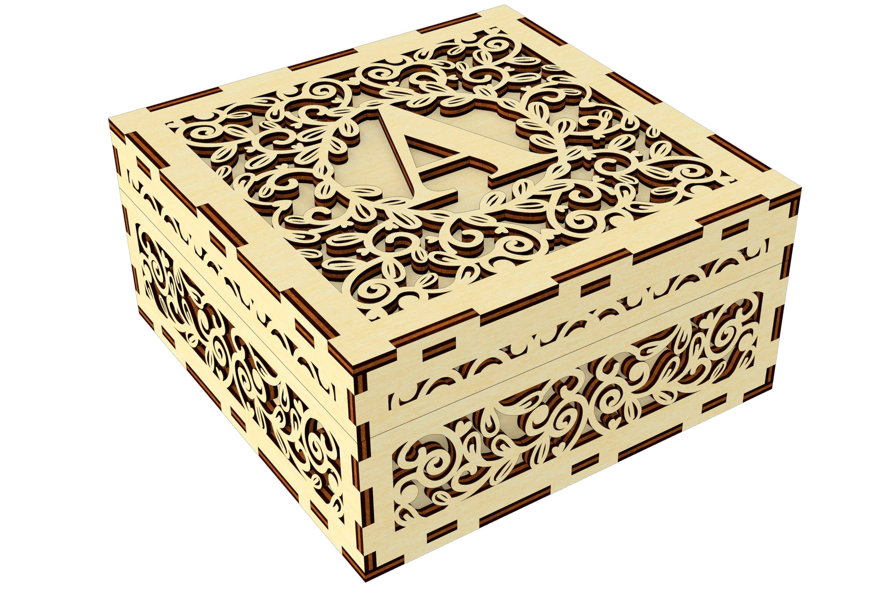 Monogram Box Laser Cut Files Pattern Monogram SVG Etsy UK