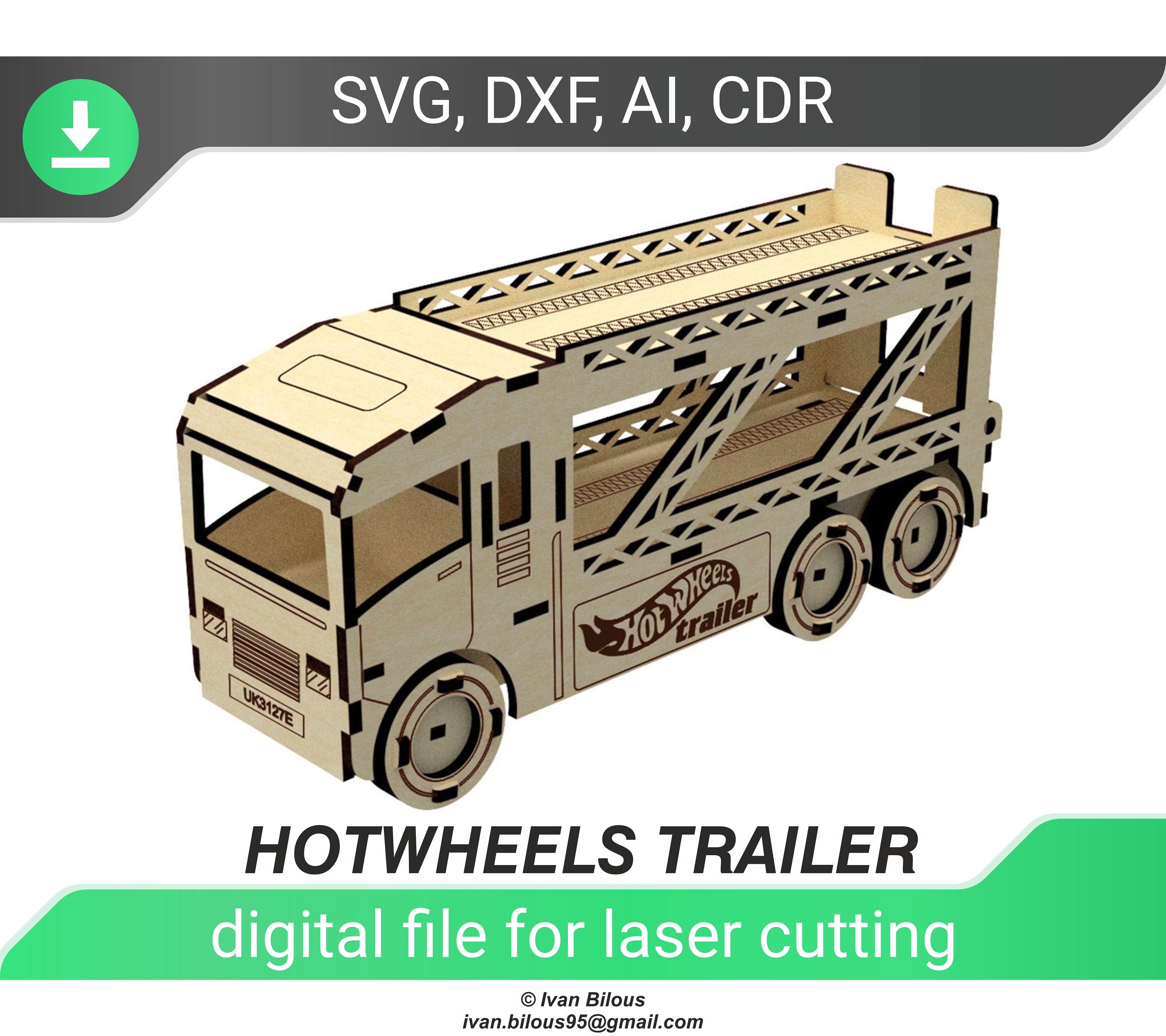 Download Laser Cut Files Hotwheels Trailer Dxf Files For Laser Files Etsy