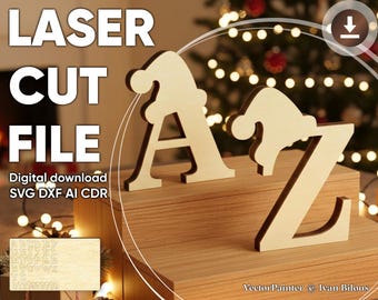 Christmas Alphabet - Laser Cut File, SVG Letters and Numbers Shapes (Digital Download)