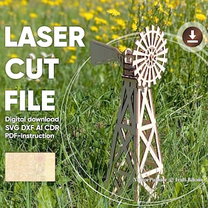 Farm Windmill – Laser Cut Files, SVG Plywood Model for Rustic Garden Decor