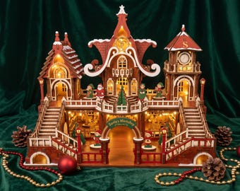 Santa Workshop Laser Cut File, Christmas Village Scene SVG