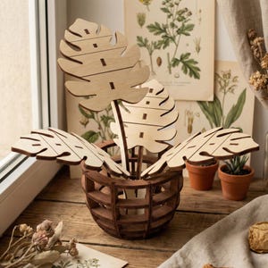 Monstera Pflanze - Laser Cut Dateien, SVG 3d Blume im Topf