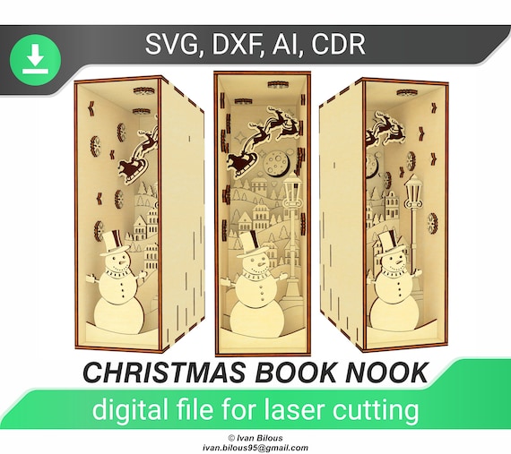 Book Nook Christmas Book Nook SVG Files 