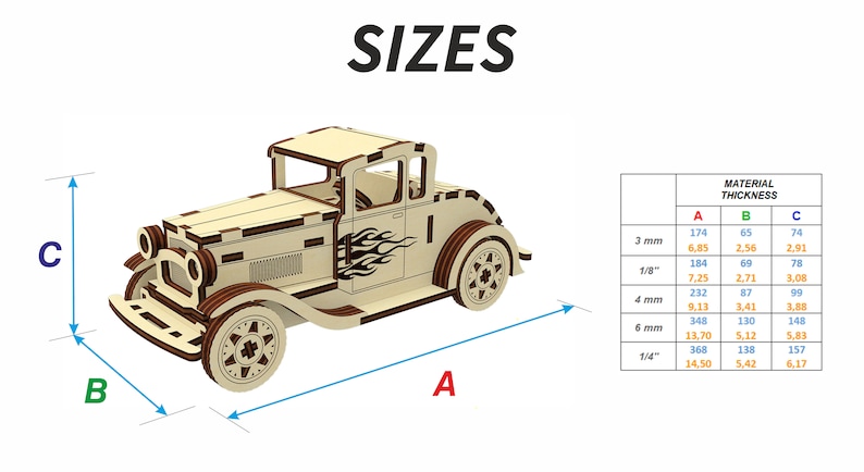 Hot Rod Car Laser Cut File, SVG Retro Vehicle Model Vector Template ...