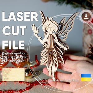 Fairy Ornament Laser Cut File – Intricate 3D Design for Holiday Decor – Svg, Dxf, Cdr, Ai Digital Download