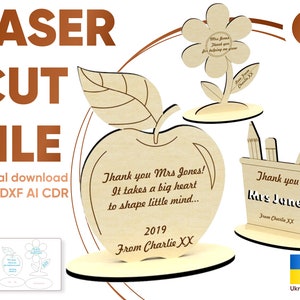 Lehrer Laser geschnitten Datei - Grußkarte, Glowforge Lehrertag SVG Schneidedateien, Sofort Download