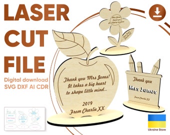 Teacher laser cut file - Greeting card, Glowforge teacher's day SVG cut files, Instant download