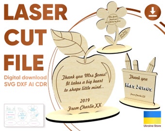 Lehrer Laser geschnitten Datei - Grußkarte, Glowforge Lehrertag SVG Schneidedateien, Sofort Download