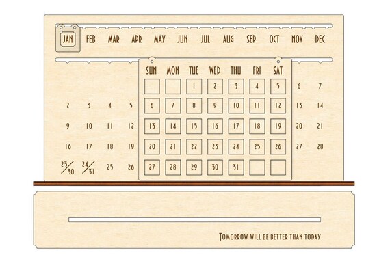 Ewiger Kalender Dxf Dateien Fur Laser Geschnitten Schreibtisch Etsy