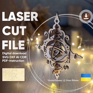 クリスマスツリーのオーナメント - SVG レーザーカット ファイル、合板の 3D スター