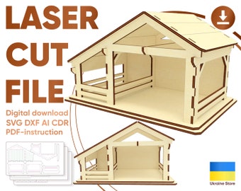 Presepe - Fienile, lima tagliata al laser, motivo Glowforge