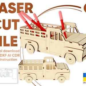 Uchwyt na długopis do ciężarówki - plik wycinany laserowo, cyfrowy plan wektorowy dla Glowforge i maszyn do cięcia laserowego
