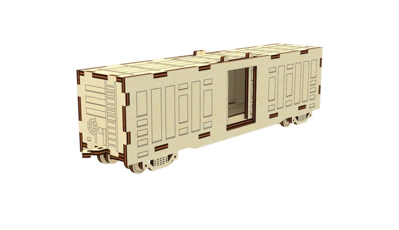 Train Boxcar Model Laser Cut File, Wooden Freight Car SVG CNC Railway ...