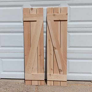 2 Z Style Cedar Shutters - 2 Shutters - Exterior Wood - Up to 70&quot;L x 16&quot;W
