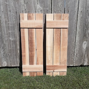 Wood Shutters 8 Unfinished Exterior Rustic Cedar Shutters - up to 70&quot;L x 15&quot;W - Wood Shutters Exterior - Board and Batten Style
