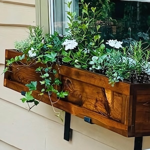 Rustic Cedar Wood Window Box – Handmade Flower Garden Planter, Charming Outdoor Decor, Wooden Floral Box