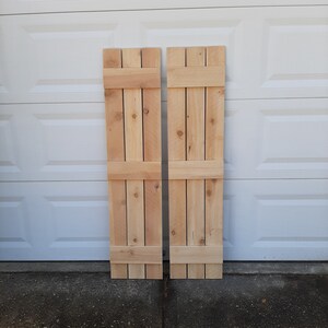 Wood Shutters 6 Unfinished Exterior Rustic Cedar Shutters - up to 70&quot;L x 15&quot;W - Wood Shutters Exterior - Board and Batten Style