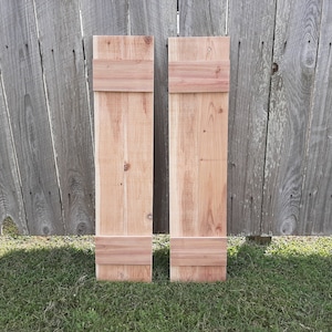 Wood Shutters 2 Unfinished Exterior Rustic Cedar Shutters - Up to 70&quot;L x 10&quot;W - Wood Shutters Exterior - Board and Batten Style