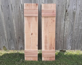 Wood Shutters 8 Unfinished Exterior Rustic Cedar Shutters - Up to 70"L x 10"W - Wood Shutters Exterior - Board and Batten Style