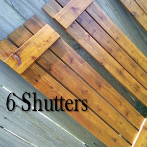 Wood Shutters Exterior - 6 Rustic Cedar Shutters - Board and Batten Style - up to 70&quot;L x 15&quot;W