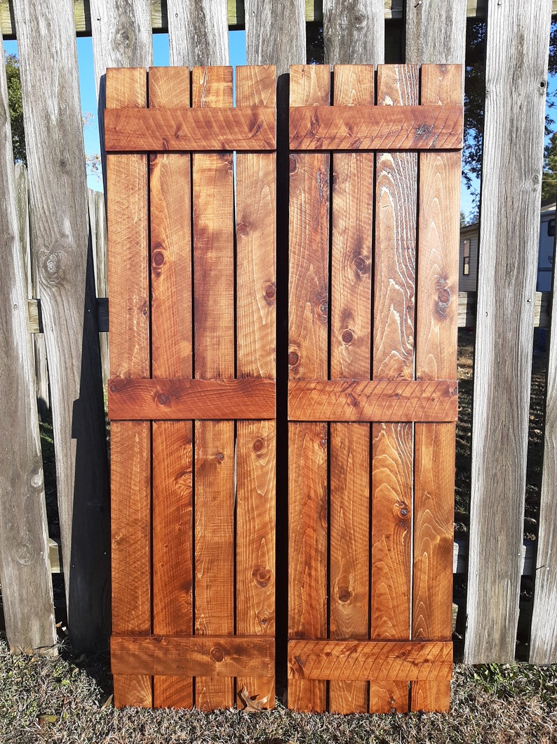 Exterior Shutters 2 Exterior Rustic Shutters Board and Batten Style Up to 70L x 12W Wood Shutters Exterior image 7