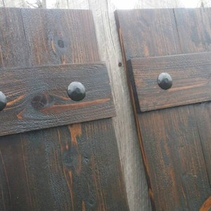 Wood Shutters 4 Exterior Rustic Cedar Shutters with Black Clavos - Board and Batten Style - Up to 70&quot;L x 10&quot;W - Wood Shutters Exterior