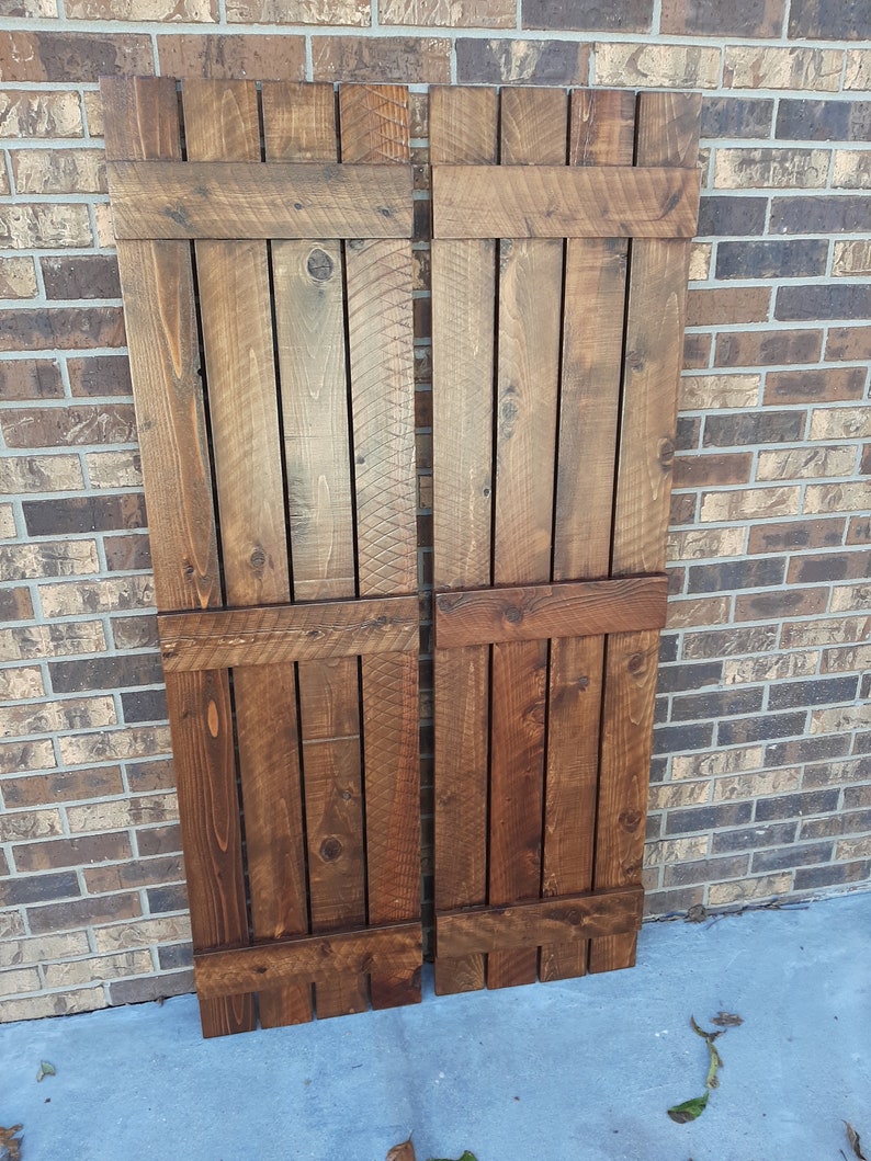 Exterior Shutters 2 Exterior Rustic Shutters Board and Batten Style Up to 70L x 12W Wood Shutters Exterior image 8