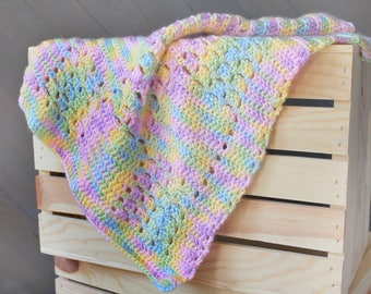 Crochet Baby Blanket - Pastel - Travel / Car Seat / Stroller