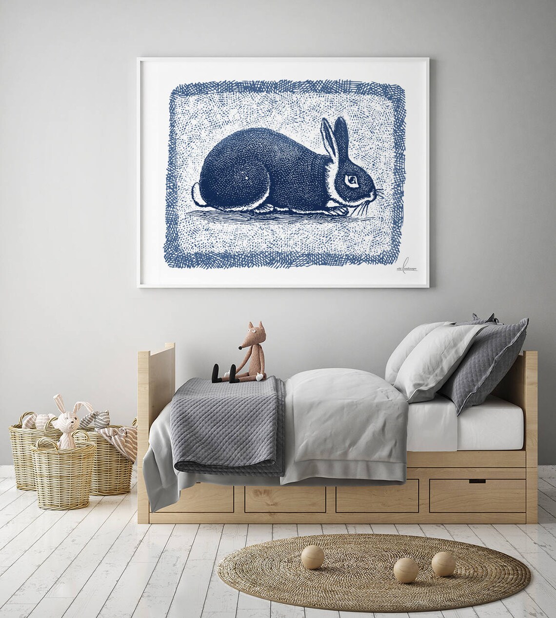 Rabbit print Vintage Rabbit Easter bunny Animal Wall Art Etsy