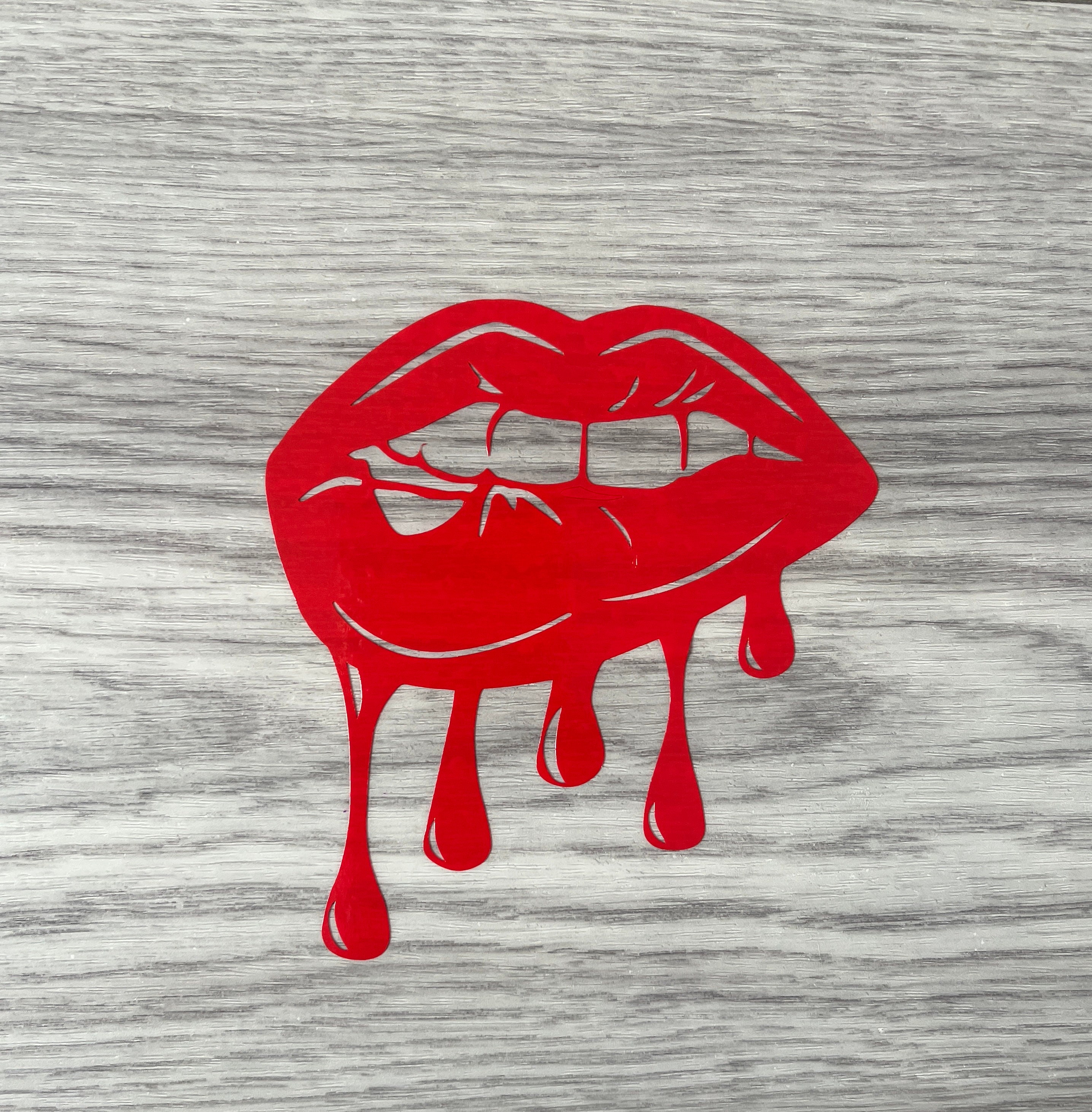 Bite Lip Vinyl Decal/sticker - Etsy