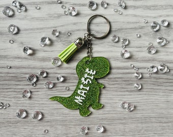 Porte-clés Dinosaure En Paillettes Dorées - Breloque - Unisexe - Neuf Sans étiquette