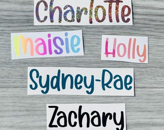 PERSONALISED Vinyl Name Sticker Decal Label Lunchbox Water Bottle School Wedding