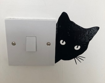 Peeking cat light switch decal