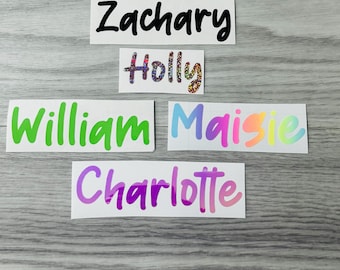 PERSONALISED Vinyl Name Sticker Decal Label Lunchbox Water Bottle School Wedding
