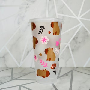 Taza fría de capibara de 24 oz, sin BPA, personalizada, estilo Starbucks, varios diseños para elegir