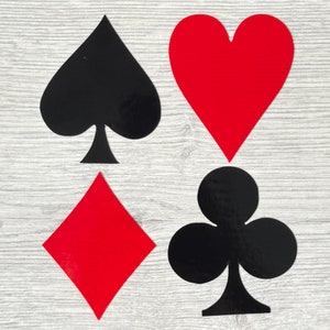Card Dec-symbolen vinyl sticker/stickerset - hart/clubs/diamanten/aas - meerdere kleuren beschikbaar
