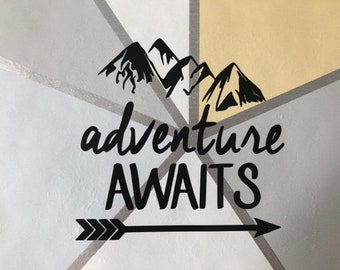 Adventure Awaits mountains vinyl decal/sticker